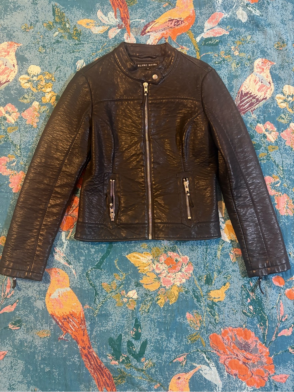 blanc noir Black Faux Leather Moto Jacket